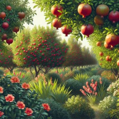  Pastoral Scene with Pomegranates - A Vivid Symphony of Nature and Symbolism